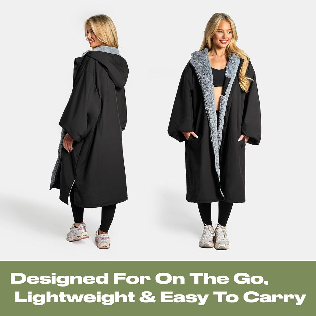 OHS Adults Drying Robe, Gifts for Women Outdoor Water-Resistant Changing Robe Womens Jacket Comfy Sherpa Privacy Robes for Women Men, Stay Dry Swimming Camping Drying Robes - S/M, L/XL