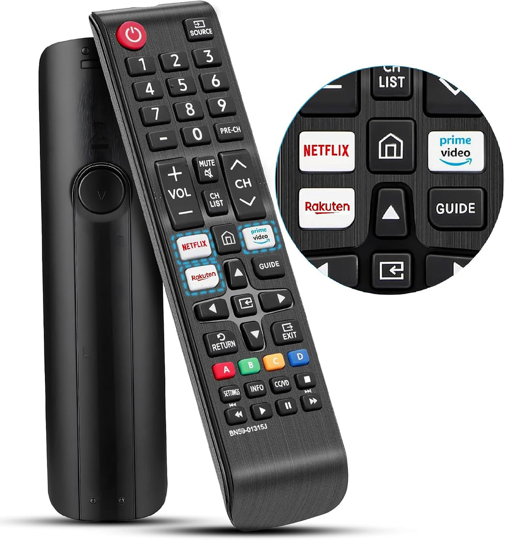Smart Samsung Remote Controls For Smart Tv with Netflix, Prime Video, Rakuten Tv Buttons For All Samsung Tv Led Qled Uhd Frame Curved Solar Hdtv 3D 4K 8K Smart TVs, Universal Samsung Tv Remote