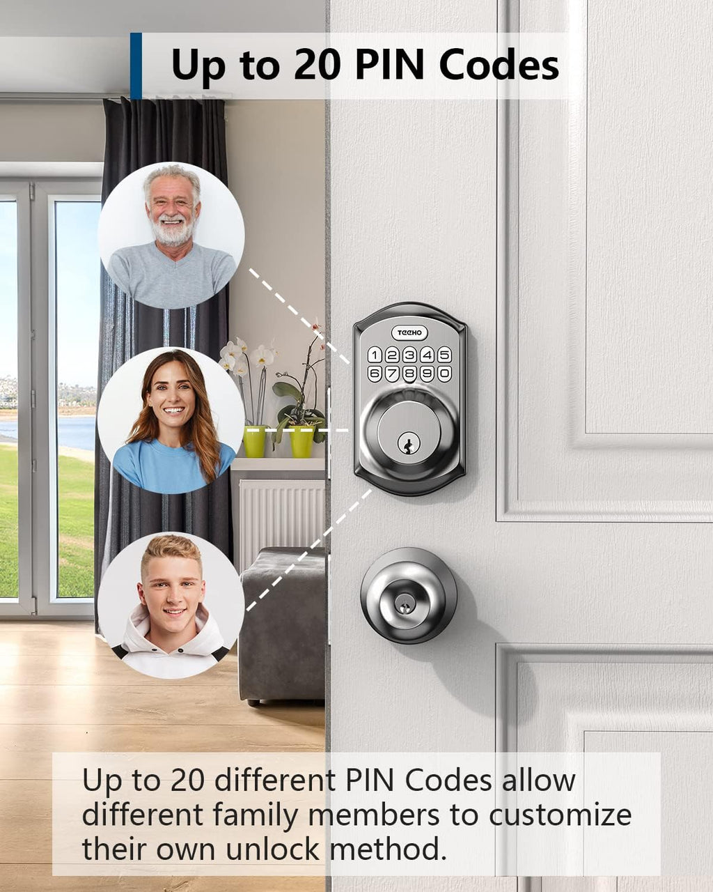 TEEHO TE001 Keyless Entry Deadbolt with Keypad for Front Door, Matte Black