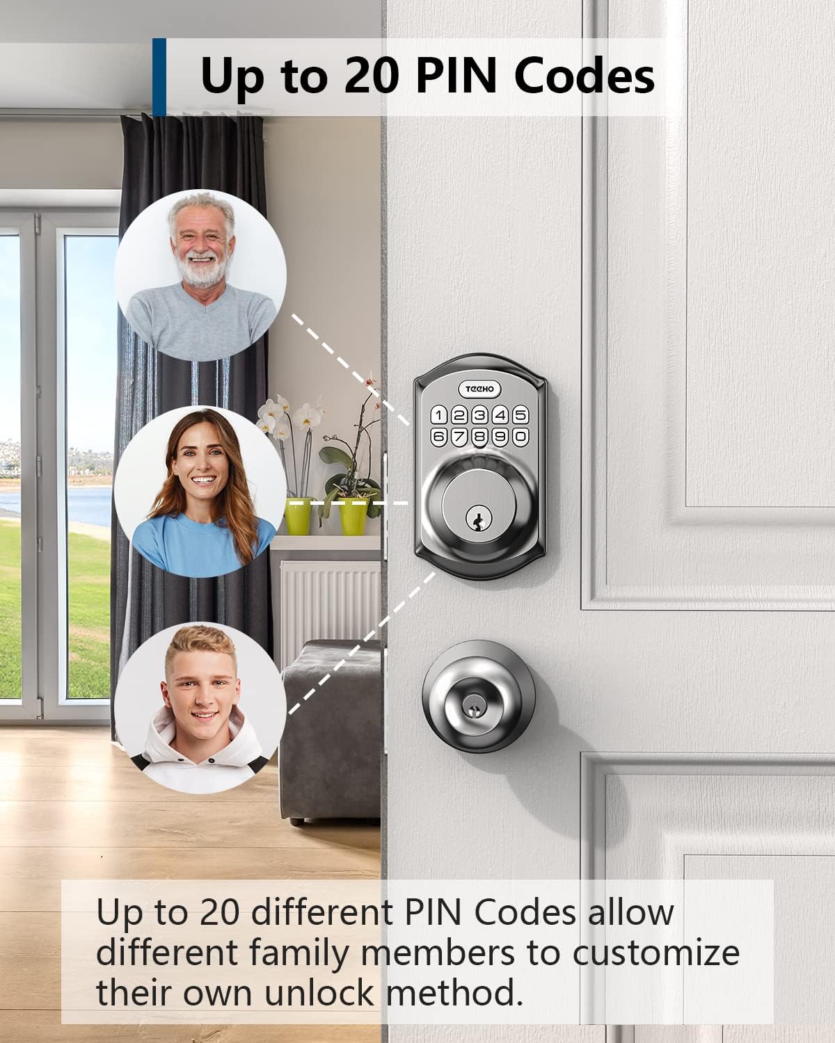TEEHO TE001 Keyless Entry Deadbolt with Keypad for Front Door, Matte Black