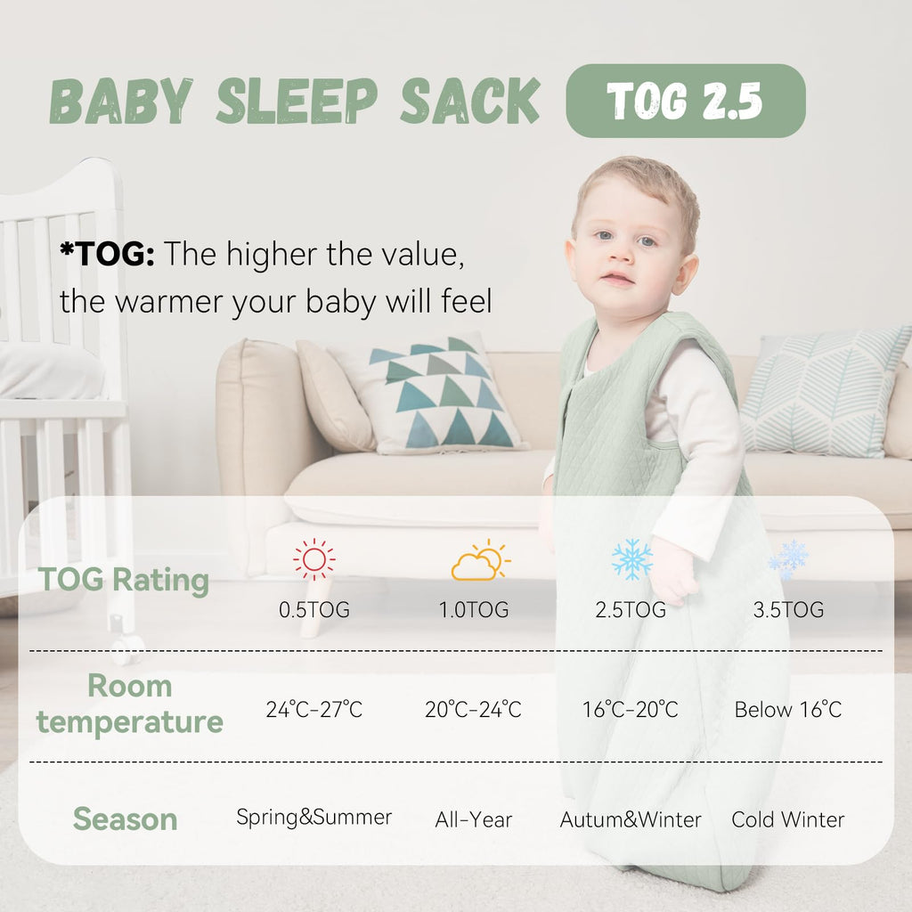 Yoofoss Baby Sleeping Bag 2.5 Tog 12-18 Months Grey