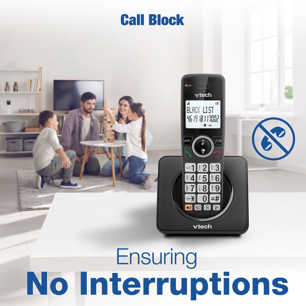 VTech EA5001 DECT Cordless Phone with Nuisance Call Blocker,Easy-to-Read Backlit Display,Landline Phone with 18 Hours Talk-time,Volume Booster,Handsfree Speakerphone,Speed Dial,2-Handset