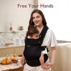 Momcozy Baby Carrier for 3-24M/3.2-20kg, Waist 64-127cm, Cotton Black