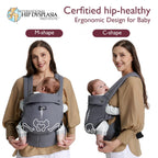 Momcozy Baby Carrier for 3-24M/3.2-20kg, Waist 64-127cm, Cotton Black