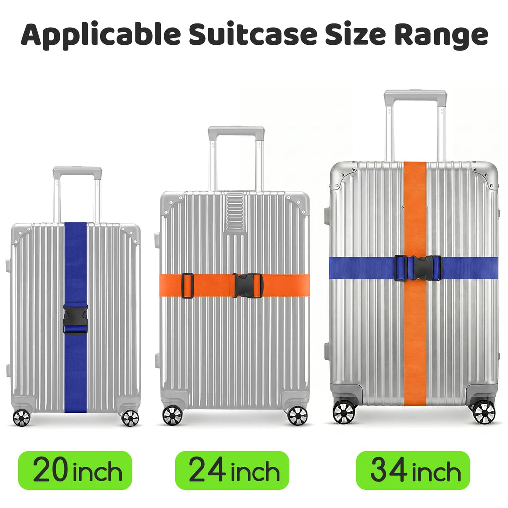 WISYOK Luggage Straps Extended, 4 Pack, 130-250cm Adjustable, Pink SkyBlue