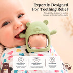 Infatot® Teething Toys for Baby Gifts – Chipmunk Silicone Mitten Teether, Soothing Glove for Infants, Baby Toys 0-6 Months, Soft Chewable Teether Toy to Prevent Finger Sucking, CM Blue.