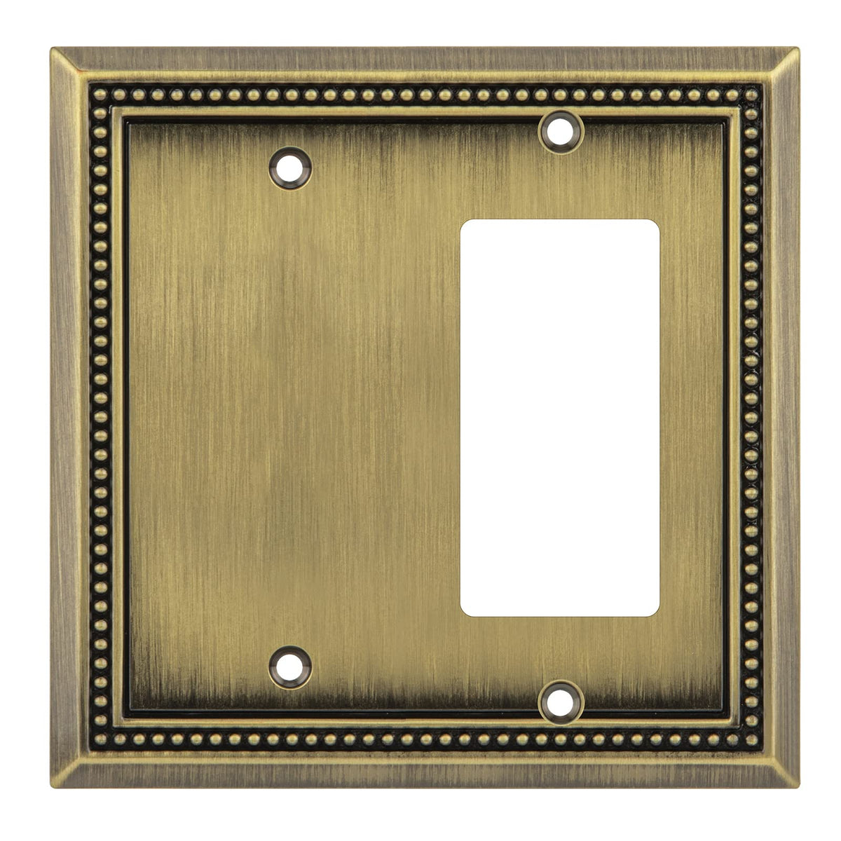 Sunken Pearls Heavy-Duty 4 Toggle Light Switch Plate, Antique Brass, 1 Pack