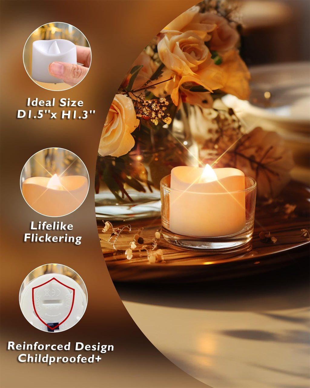 Homemory 24-Pack Flameless Tea Lights Candles Battery Operated, 200+ Hours
