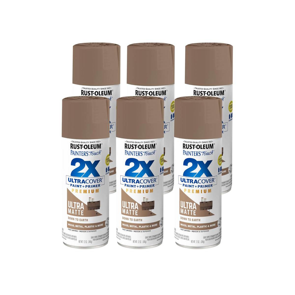 Rust-Oleum 334023-6PK Painter's Touch 2X Ultra Cover Spray Paint, 12 oz, Gloss Almond, 6 Pack