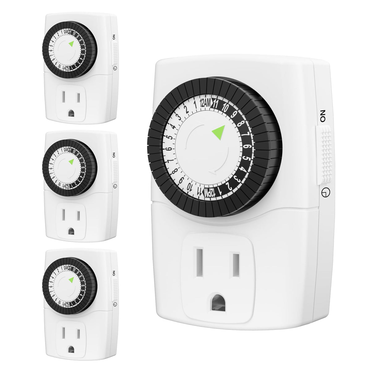 BN-LINK U47 Indoor Mini 24-Hour Mechanical Outlet Timer, 3-Prong, 2-Pack