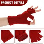 Grevosea 2 Pair Fingerless Warm Gloves - Winter Half Finger Gloves Thickened Knit Touchscreen Stretchy Mittens for Men Women