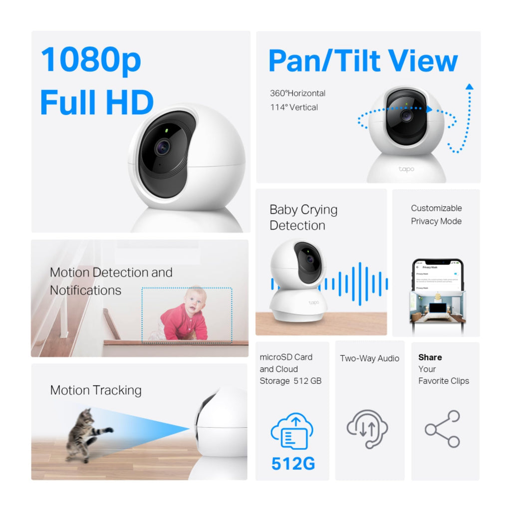 Tapo C200P2 2-Pack Full HD Indoor Security Camera Pet Camera House Security