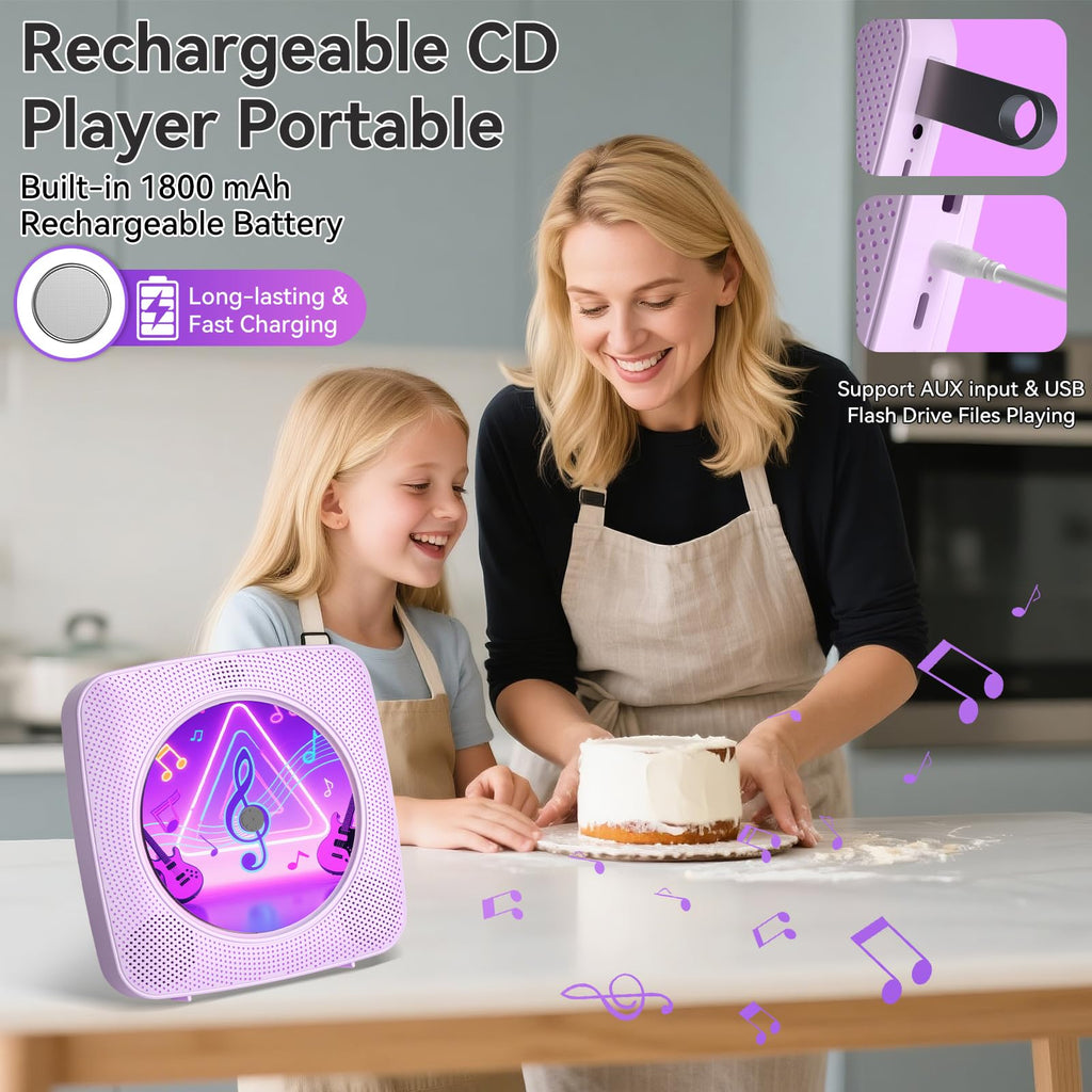 CD Player Portable: Kegaudio CD Players for Home with Speakers Bluetooth