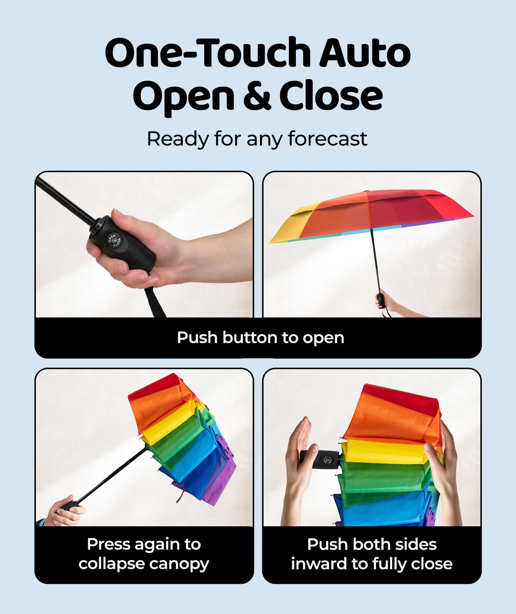 Repel Windproof Travel Umbrella - Compact & Withstands Winds up to 100MPH, Strongest Premium Auto Folding Umbrella for Rain and Sun - Durable, Light & Portable for Women & Men, Fits Backpack & Cars