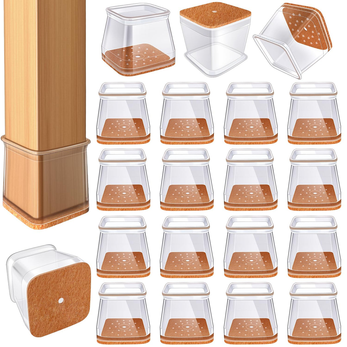 VIUME 24 Pcs Chair Leg Floor Protectors for Hardwood Floors Round