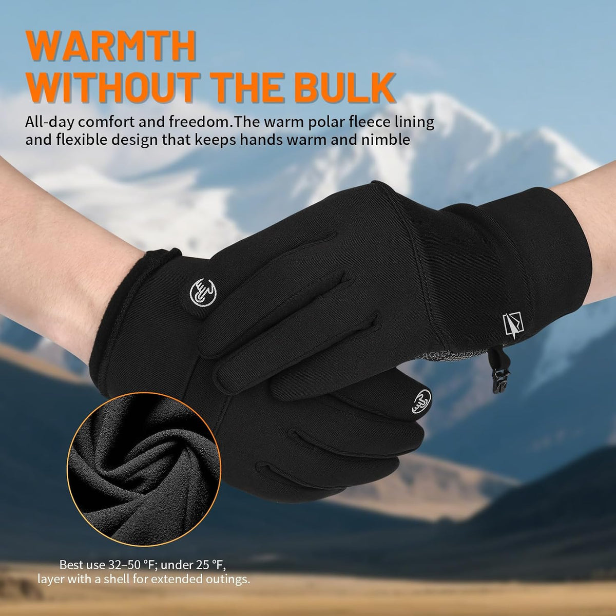 Thermal Winter Gloves for Men Women, Anti-Slip Touch Screen Liner Gloves for Running, Walking, Riding, Driving and Cycling