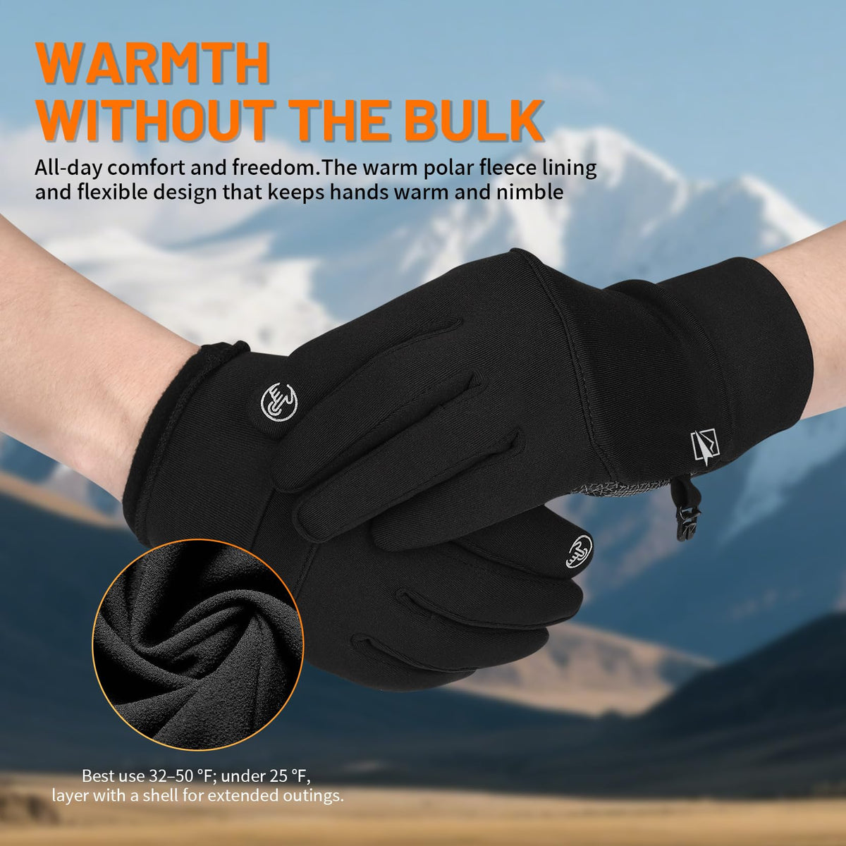 Thermal Winter Gloves for Men Women, Anti-Slip Touch Screen Liner Gloves for Running, Walking, Riding, Driving and Cycling