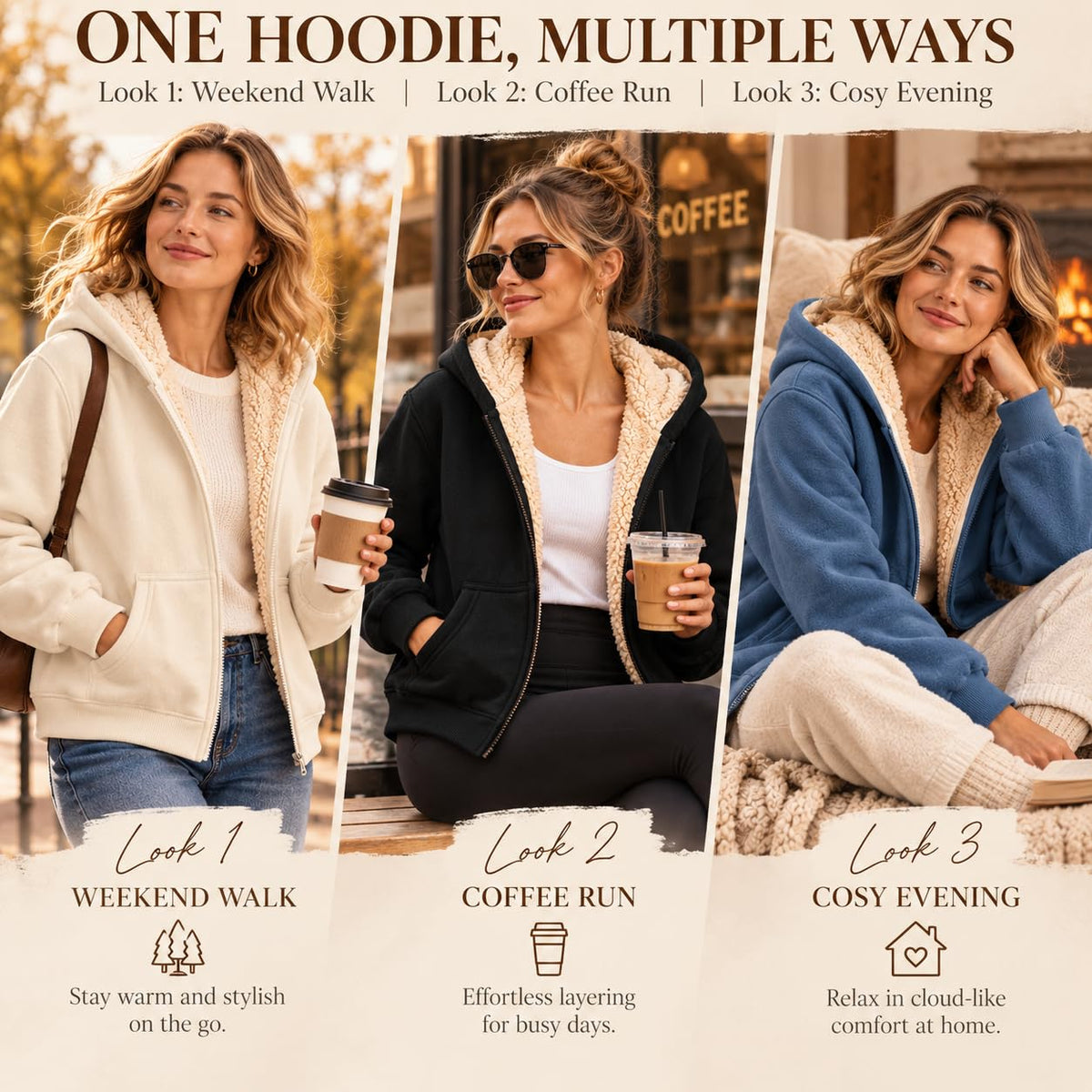 Fleece Jacket Women Teddy Fleece Hoodies Sherpa Lined Fuzzy Sweatshirts with Pockets Full Zip Hooded Fall Winter Warm Coat Outwear Thermal Clothing