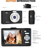Digital Camera 4K 64MP Portable Vlogging Camera with 32GB SD Card