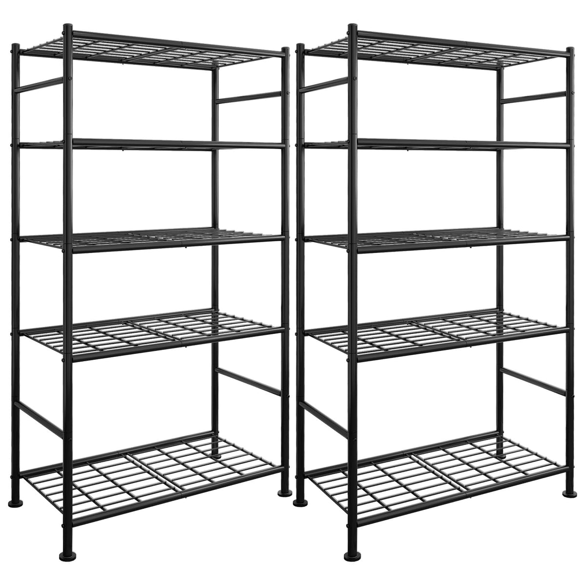 Sakugi Storage Shelves - 5 Tier Shelf Organizer, Heavy Duty Garage Shelving Unit with Leveling Feet, Stable Metal Shelves Organizer for Pantry, Kitchen and Closet, 33.0" W x 12.6" D x 72.0" H, Black