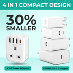 Double Dragon 2-Pack UK Electric Toothbrush & Shaver Plug Adapter | 2-Pin to 3-Pin Bathroom Converter | Supports UK EU Round & US Flat 2-Pin Plugs | 1A Fused | Compatible with Oral-B, Braun, Philips