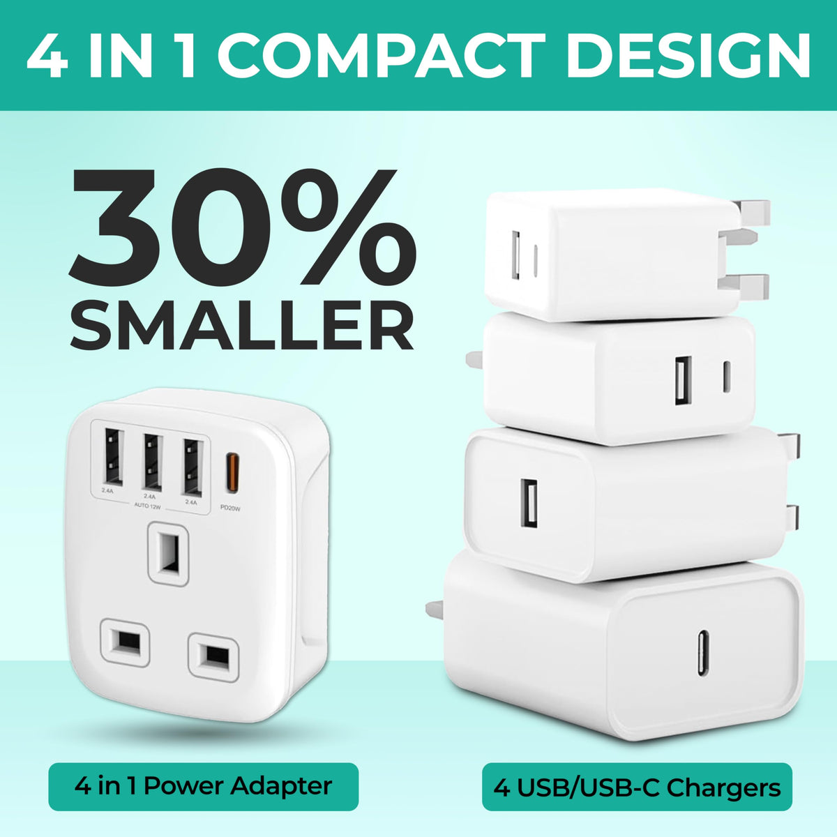 Double Dragon 2-Pack UK Electric Toothbrush & Shaver Plug Adapter | 2-Pin to 3-Pin Bathroom Converter | Supports UK EU Round & US Flat 2-Pin Plugs | 1A Fused | Compatible with Oral-B, Braun, Philips