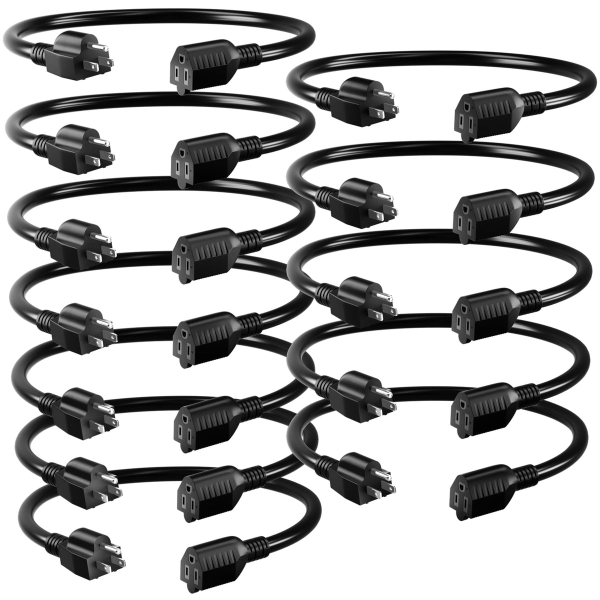 16/3 Black Extension Cord 6 FT Indoor, Short Extension Cord