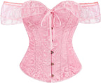 LSFYSZD Women's Lace Up Boned Overbust Corset Bustier Lingerie Bodyshaper Top Plus Size