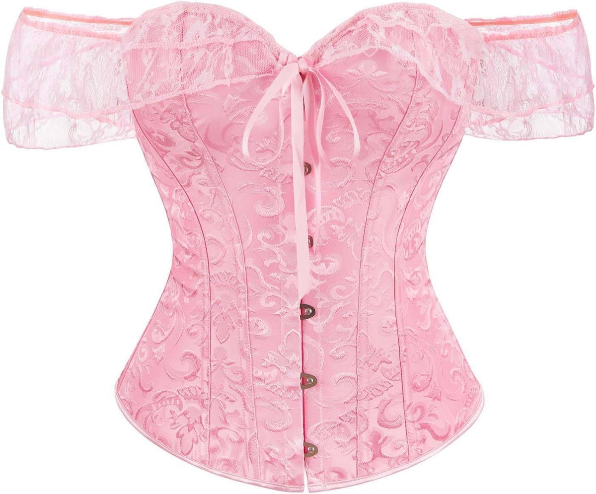LSFYSZD Women's Lace Up Boned Overbust Corset Bustier Lingerie Bodyshaper Top Plus Size