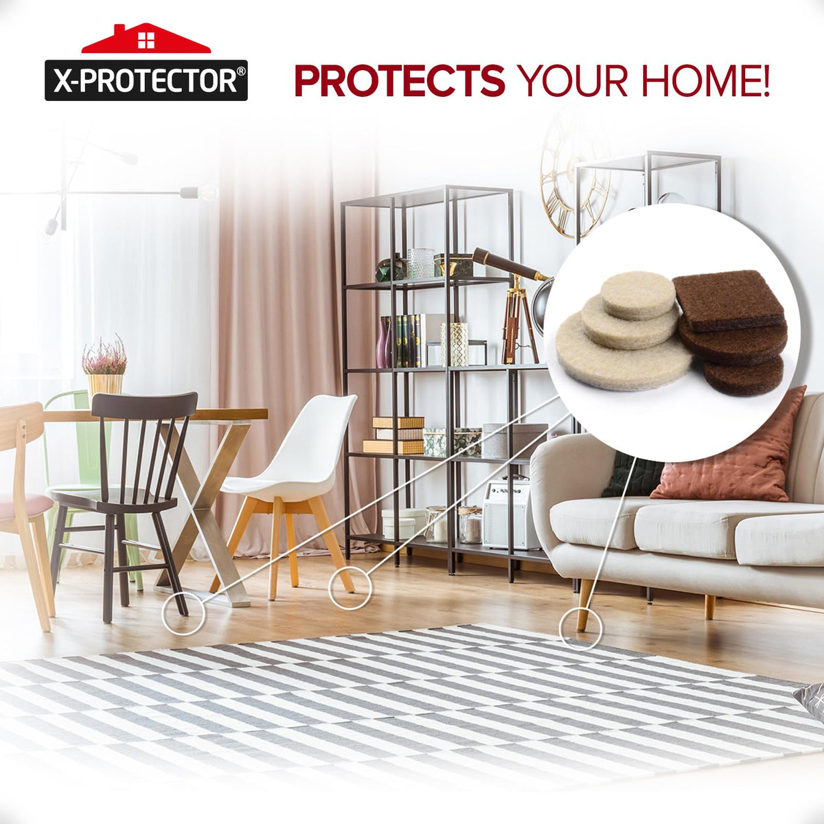 Felt Furniture Pads X-PROTECTOR 133 PCS Premium Furniture Pads - Felt Pads