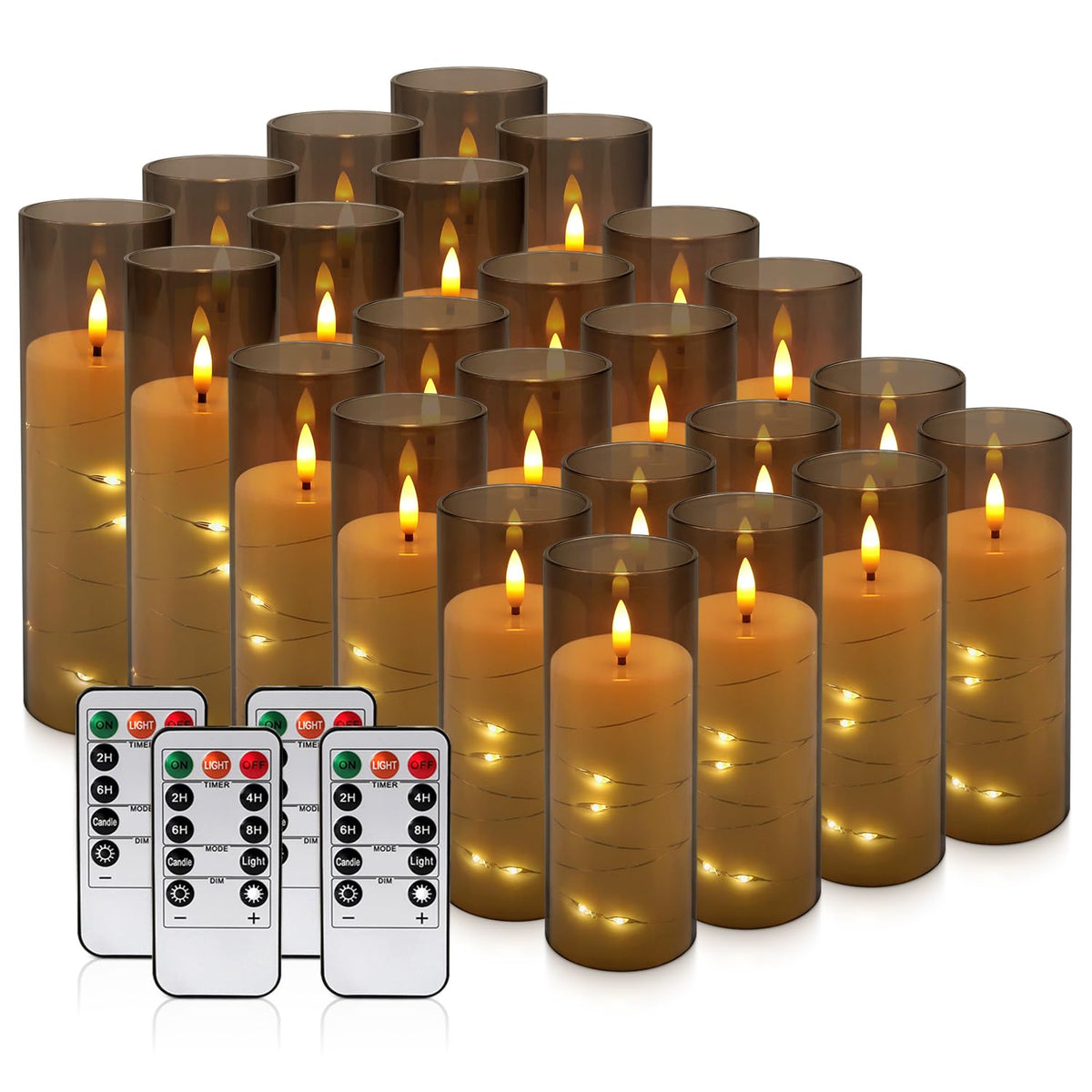 YOROXRG Solar flameless Candles Outdoor Waterproof,Dusk to Dawn Outdoor Lighting, Flickering fameless Reusable LED Light Candles for Lantern Garden Camping and Home Decor, 3D Wick (3"X6") Set of 2