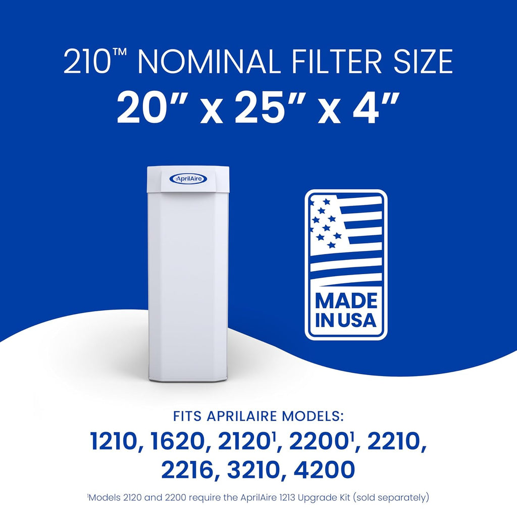 AprilAire 210 Replacement Filter for AprilAire Whole-House Air Purifiers - MERV 11, Clean Air & Dust, 20x25x4 Air Filter (Pack of 1)