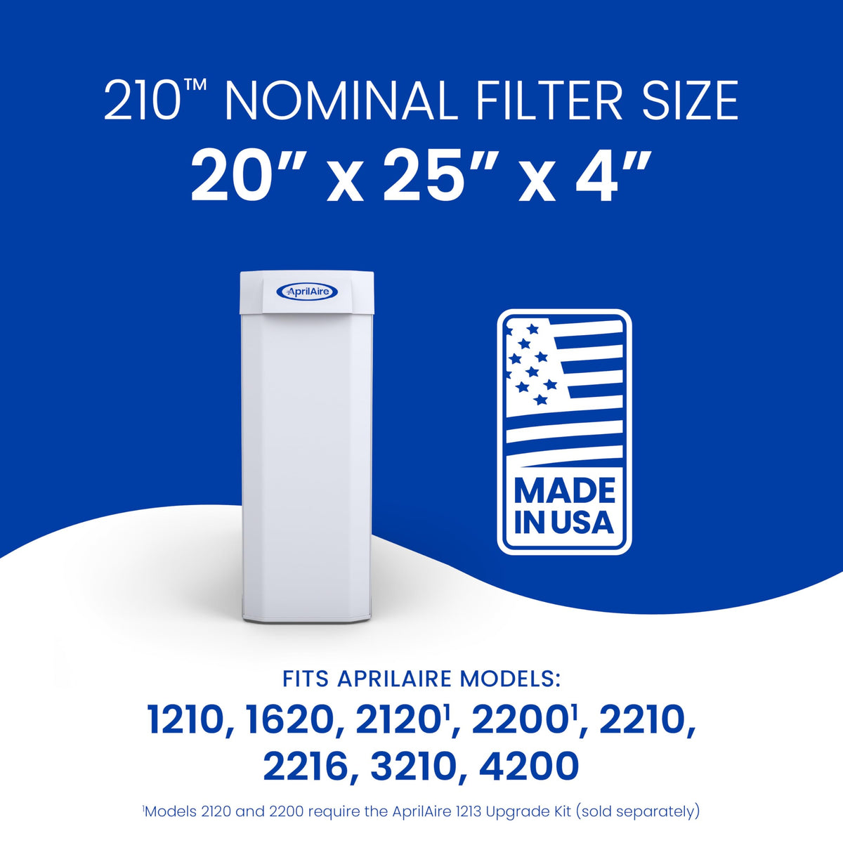 AprilAire 210 Replacement Filter for AprilAire Whole-House Air Purifiers - MERV 11, Clean Air & Dust, 20x25x4 Air Filter (Pack of 1)