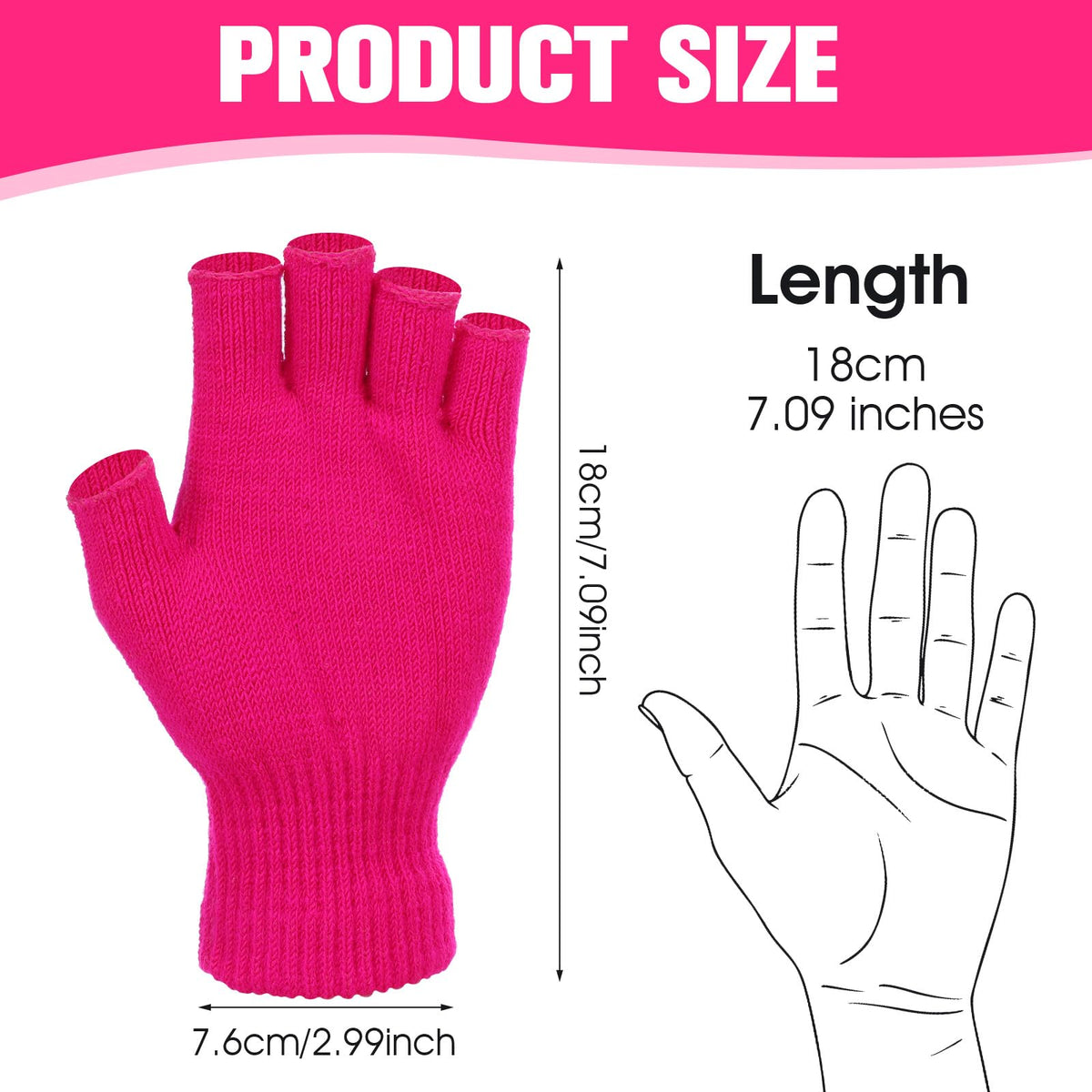 Grevosea 2 Pair Fingerless Warm Gloves - Winter Half Finger Gloves Thickened Knit Touchscreen Stretchy Mittens for Men Women