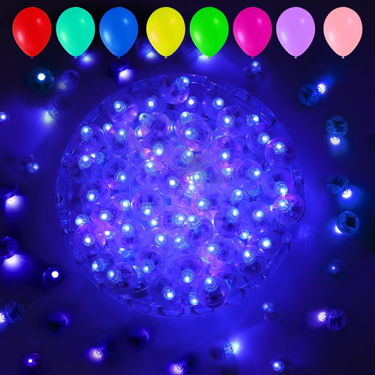 Aogist 200pcs 10-Colors Mini Lights with Hook,Long Standby Time Waterproof LED Balloon Light,Battery Powered,Ball Lamp for Balloon Paper Lantern Birthday Party Christmas Halloween
