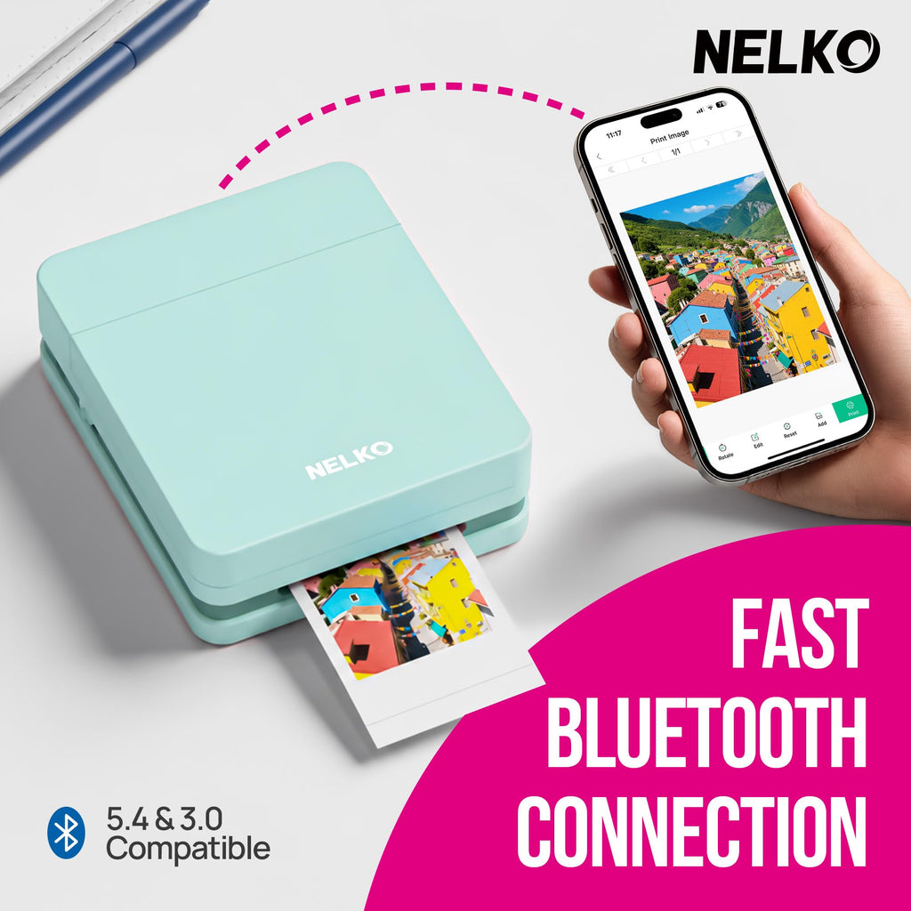Nelko PP01 2x3 Portable Photo Printer with 20 Sheets, White