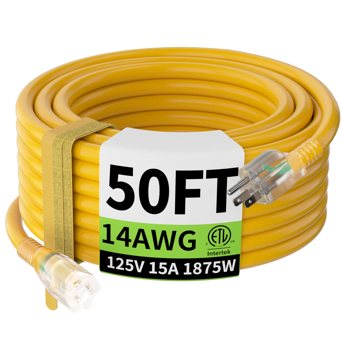 HUANCHAIN Indoor Black Extension Cord 3 FT Waterproof 16/3 Gauge