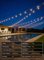 Brightown 52FT Solar String Lights Outdoor Waterproof, Last 30+ Hrs Runtime