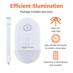 Amazon Basics LED Puck Lights, Battery Operated, 50 Lumens, Under Cabinet Lighting, Easy to Install, Easy to Use, Adhesive Backing, 2-Pack, White