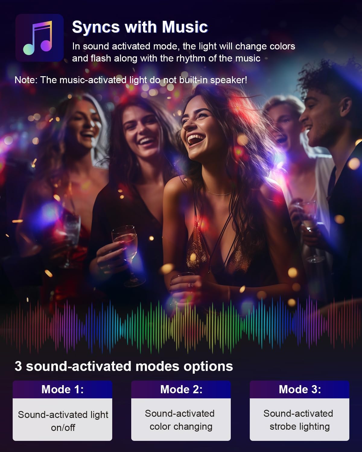 Luditek Sound Activated Party Lights with Remote DJ Lighting, Disco Ball Strobe Stage Light for Home Room Dance Parties Birthday Karaoke Stocking Stuffers New Years Eve Halloween Christmas Decorations
