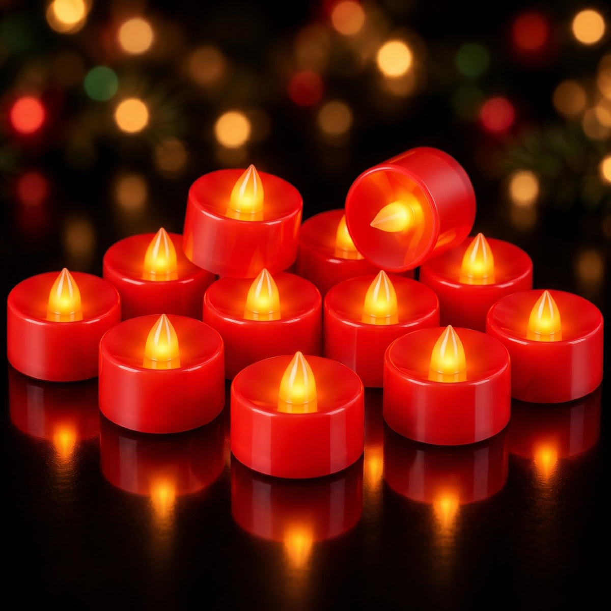 Homemory 50-Pack Black Flameless Battery Tealight Candles, 200+ Hours
