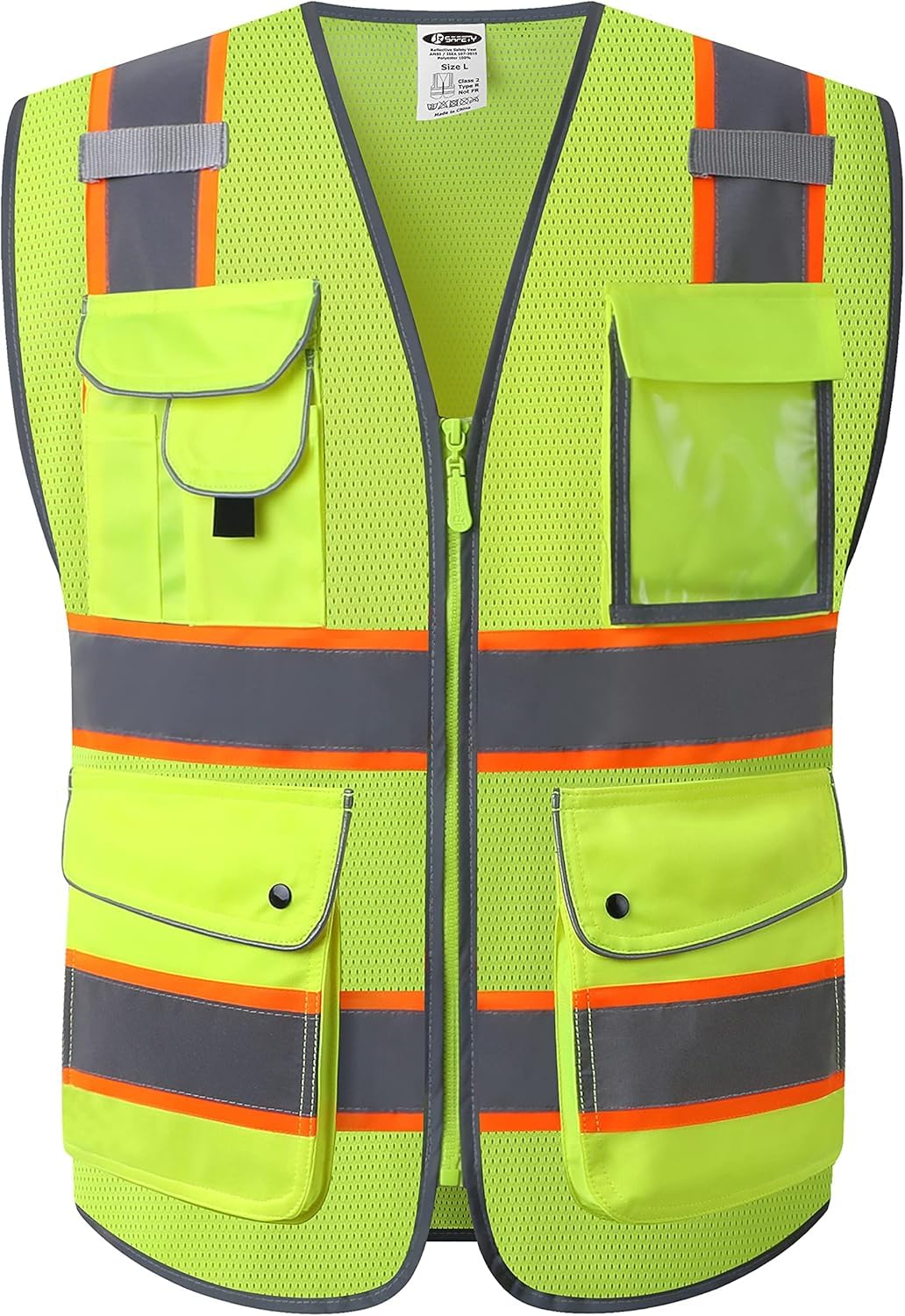 JKSafety Safety Vest for Men Women Reflective Hi Vis JK150 Green 3XL
