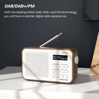 DAB/DAB+ & FM Portable Digital Radio | Simple Controls | Dual Alarms & Sleep Timer | Battery & Mains Powered (4x”AA”) | Bluetooth | Perfect for Home, Office or Outdoors | AZATOM Desire X2 (Oak)