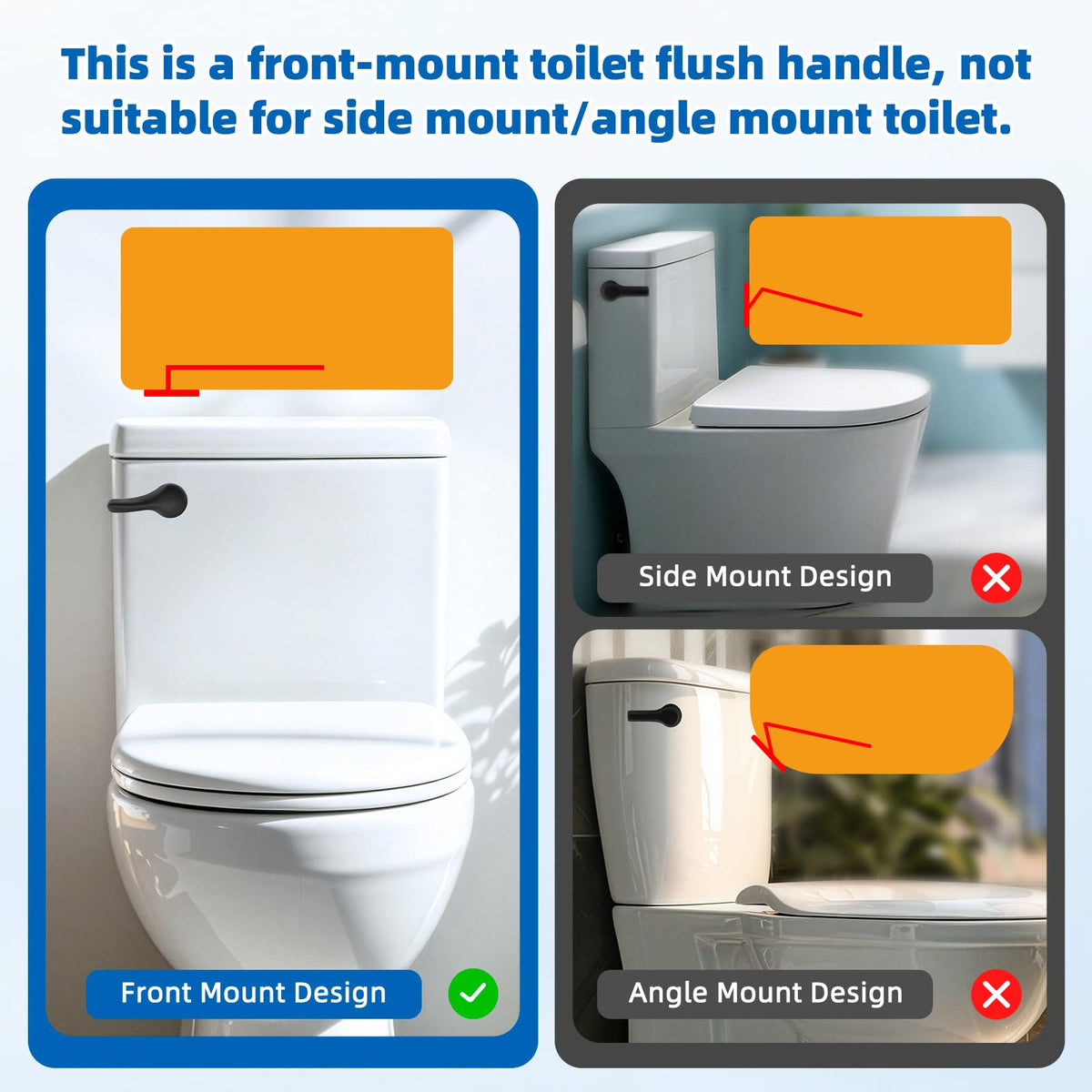 Hibbent Universal Metal Front Mount Toilet Handle Replacement Kit
