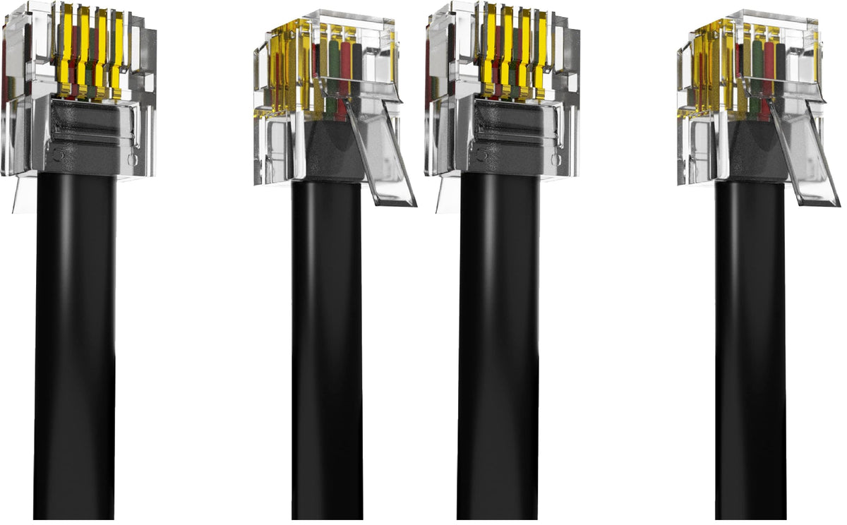 ASNQ RJ11 Cable for ADSL Router, Modem, Telephone, 2m, Flat, Black