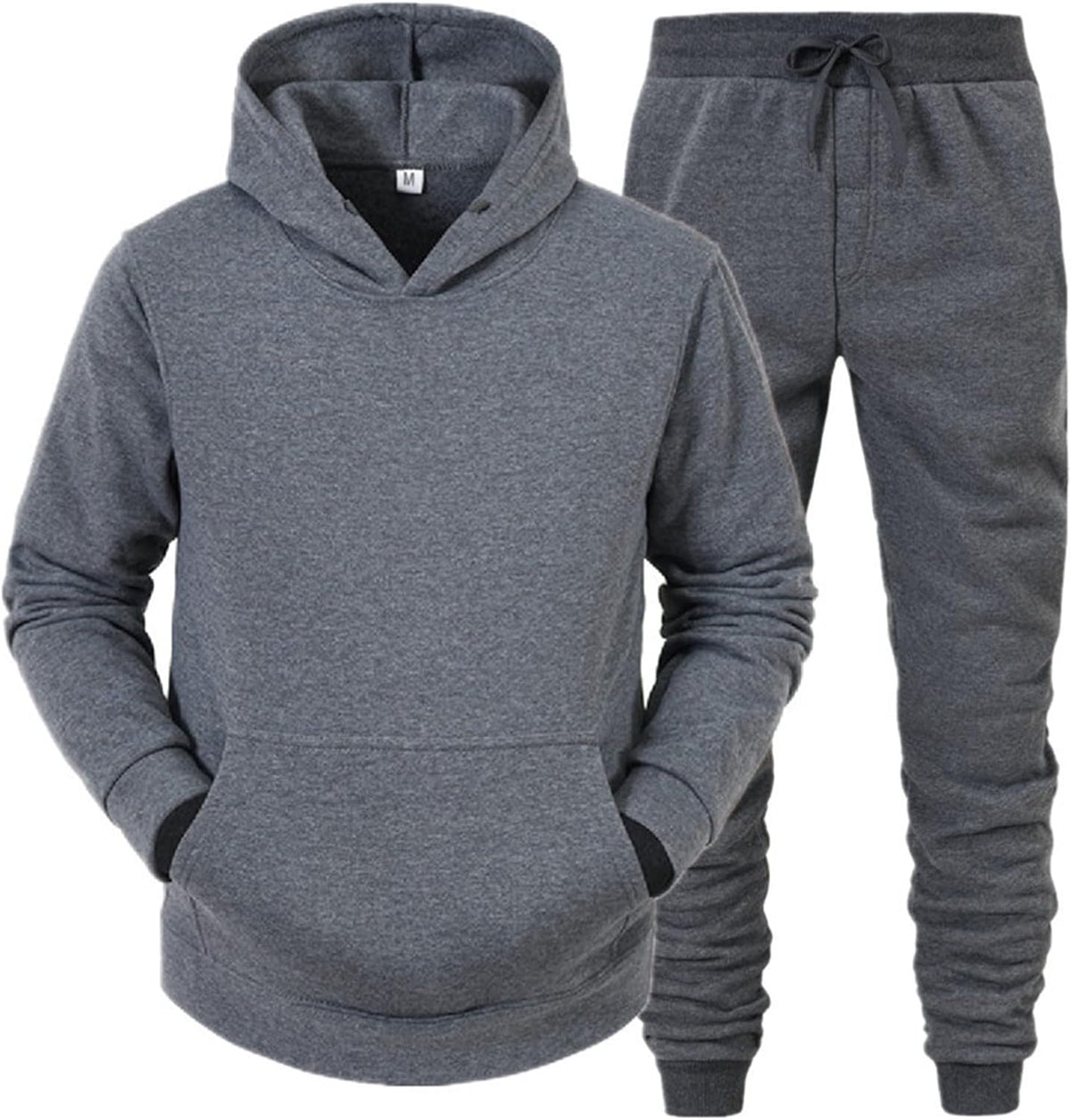 Mens Plain Tracksuit Long Sleeve Hooded Sweatshirt Sweatpants Set Hoodie Joggers Sets 2 Piece Fashion Sweatsuits Activewear Sportswear Men's Clothing UK