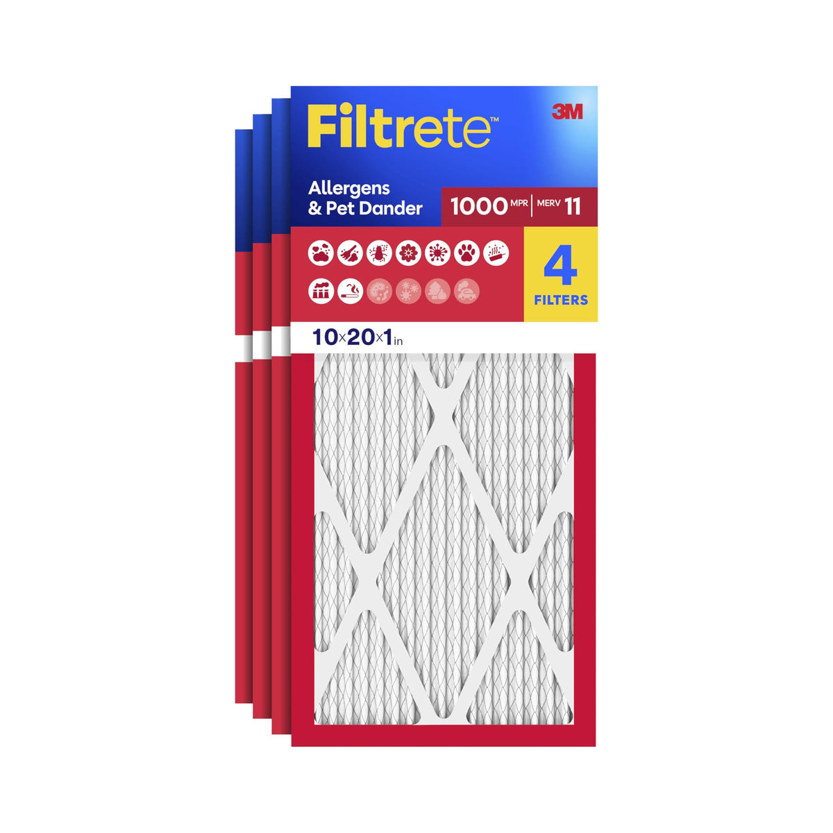 Filtrete 16x25x1 Air Filter, MERV 11, MPR 1000, 4 HVAC Filters