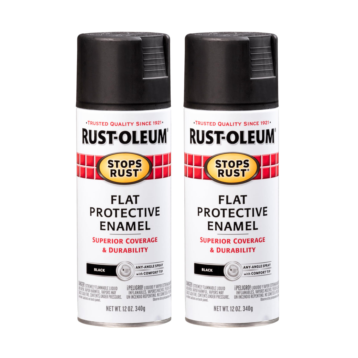 Rust-Oleum 7776830 Stops Rust Spray Paint, 12 oz, Flat Black