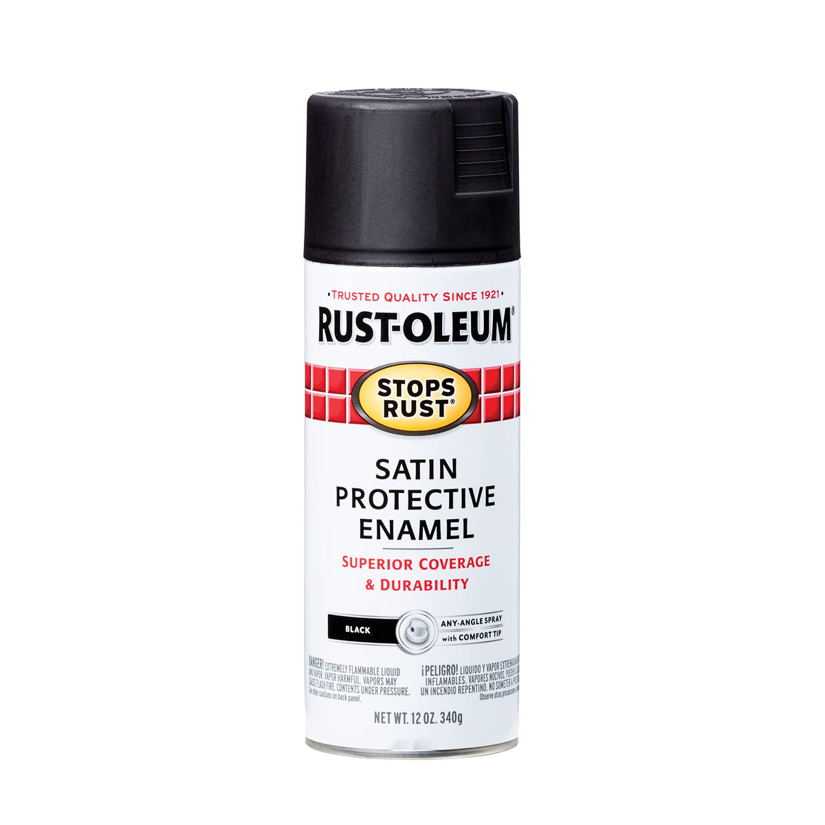 Rust-Oleum 7776830 Stops Rust Spray Paint, 12 oz, Flat Black