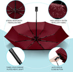 TechRise Umbrella, Compact Strong Windproof Automatic Umbrellas, Folding Lightweight, Portable Travel Golf Umbrella for Rain
